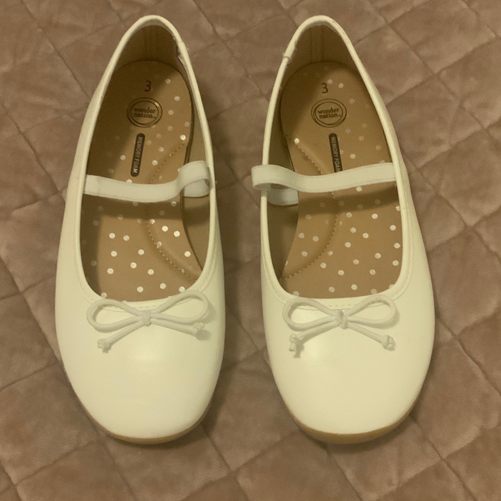 Wonder Nation White Girls Mary Jane Ballet Flats with Bow Size 3